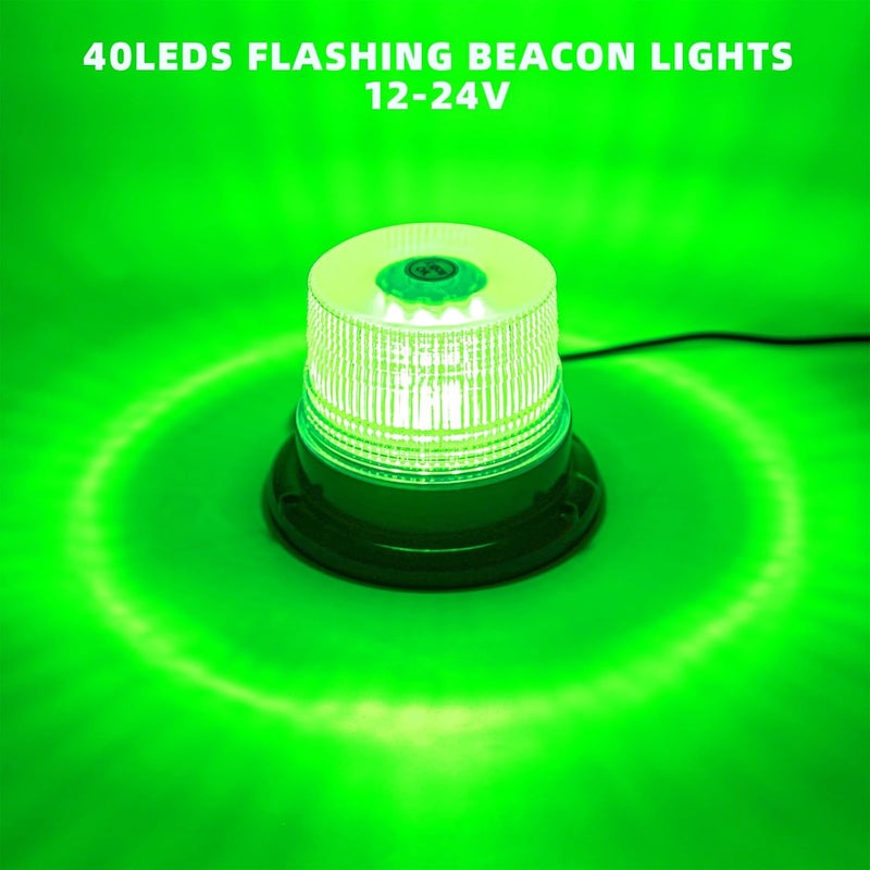 PKINGLAKE Green LED Beacon Lights 12-24V Warning Safety Flashing Emergency Roadside Strobe Mini Light Bar with Magnetic Base for Snow Plow Truck Construction Vehicles Forklift Tractor Golf Carts 1-Pcs - Image 2